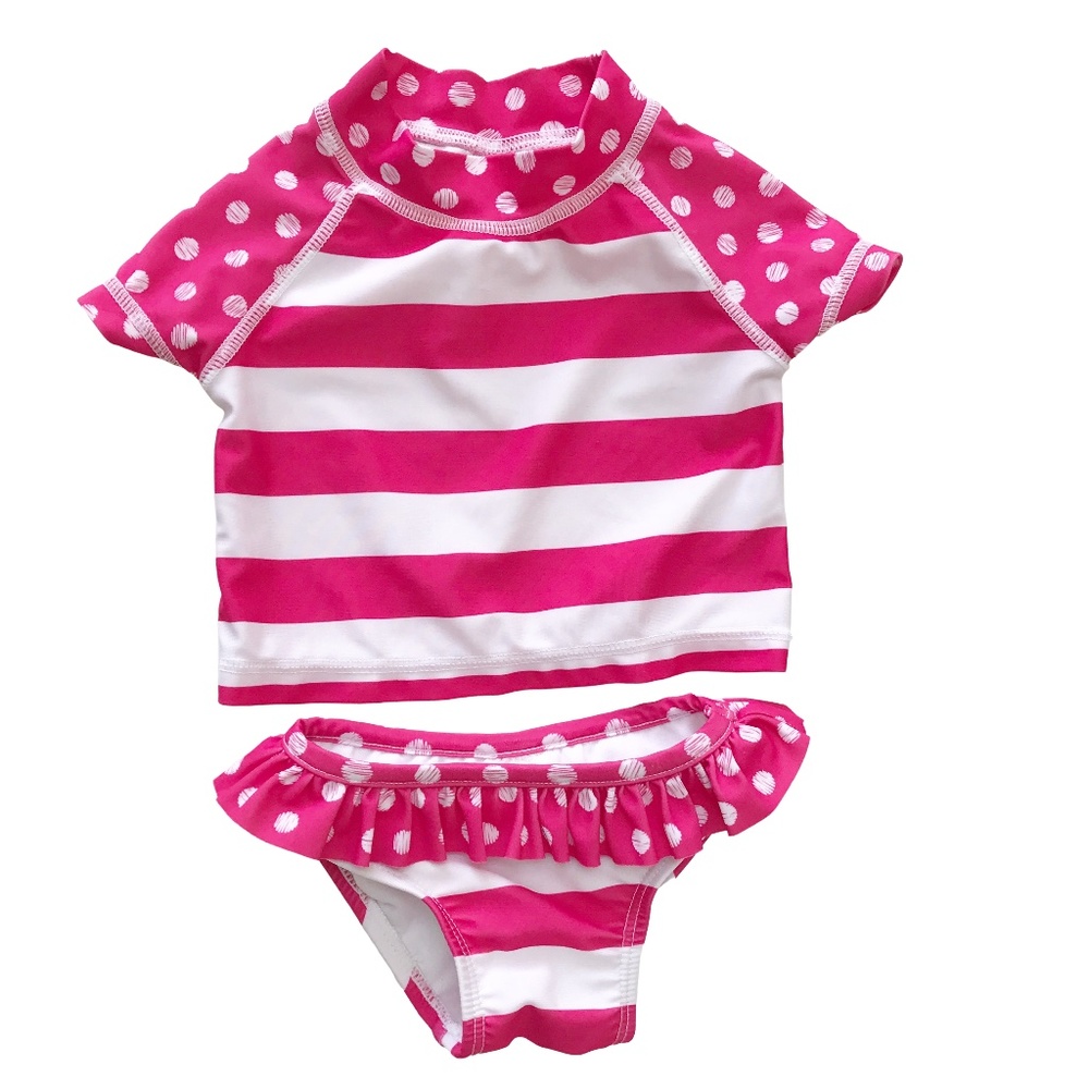 Target Pink and White 2-PC Rash Guard Swim  0-6M